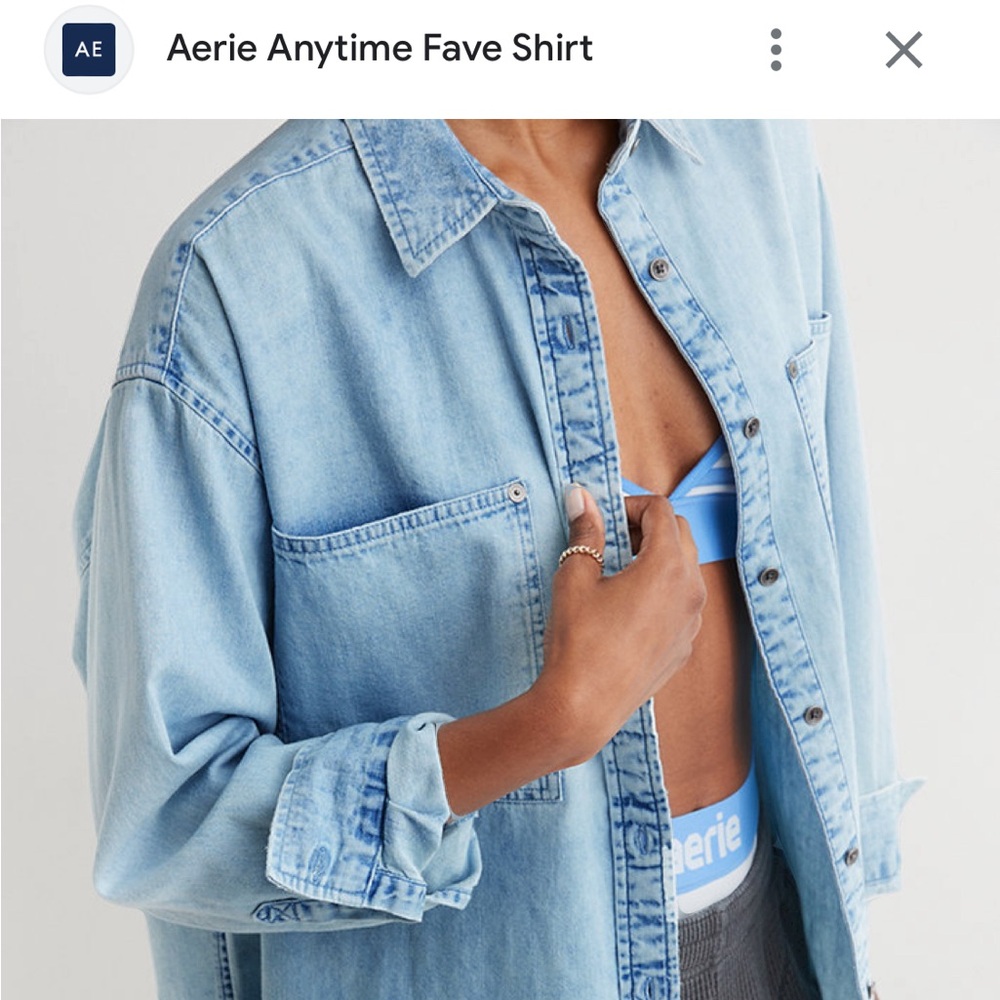 Aerie Oversized Denim Shirt Size XS
